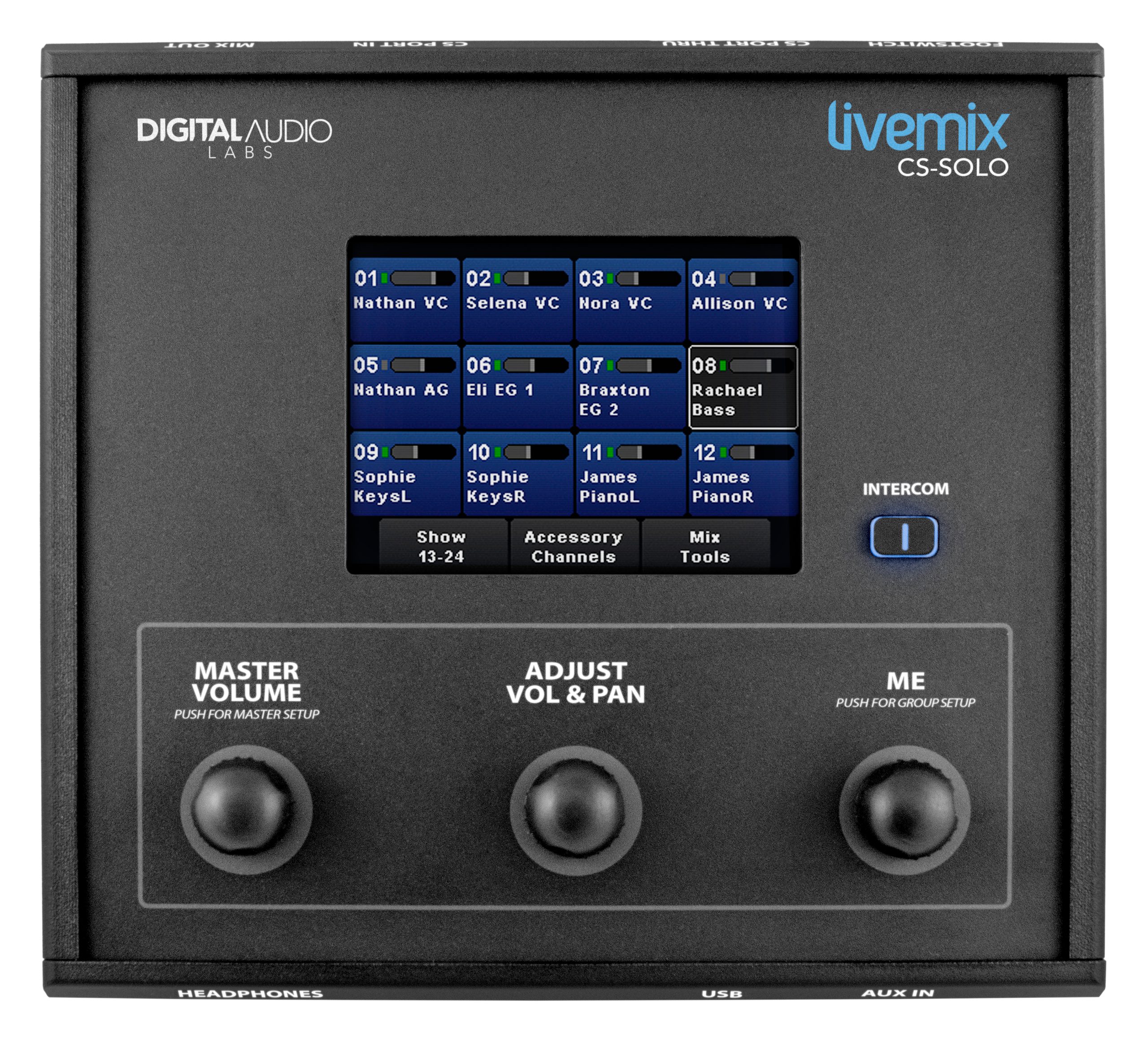 Livemix CS-SOLO personal mixer for 24 channel system top and straight