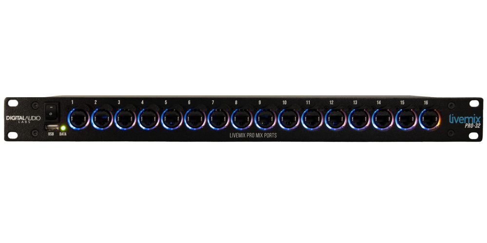 Livemix Pro-32 - personal monitor system distributor front panel power on