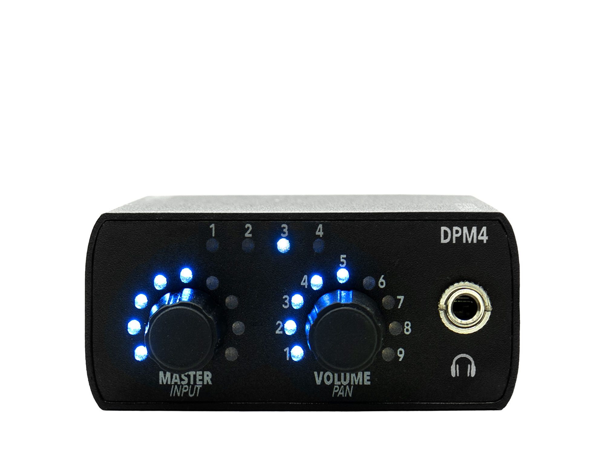 DPM4 Dante Personal Mixer from Digital Audio Labs for Live sound, broadcast and personal mixing - 4 channel mixer front